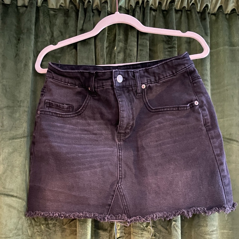 Wild Fable Frayed Hem Black Denim Skirt